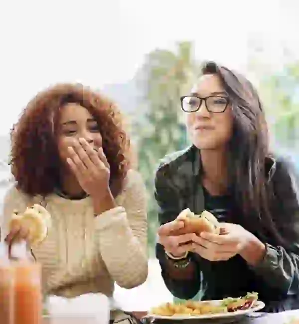 Students Eating Together in the Courtyard